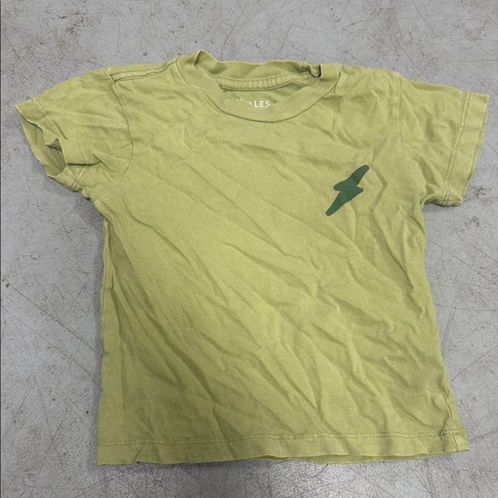 Kids Green T-Shirt with Lightning Bolt Short Sleeve T - TINY WHALES - 18-24 M